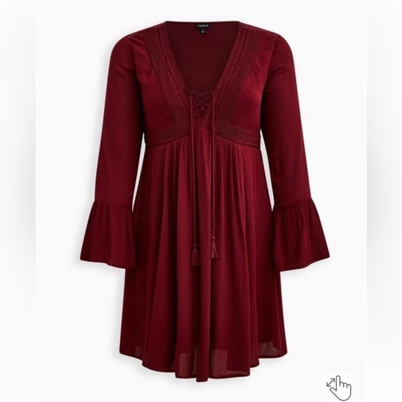 Torrid Mini Gauze Lace-Up Skater Dress - Picture 5 of 10